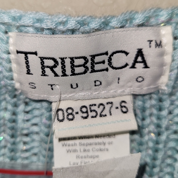 Tribeca Studio Sweater Women‎ M Chunky Seafoam Sparkle Long Sleeve V-neck - Picture 4 of 11